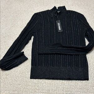 Steve Madden Pamela Mock Neck Sweater in Black Small NWT